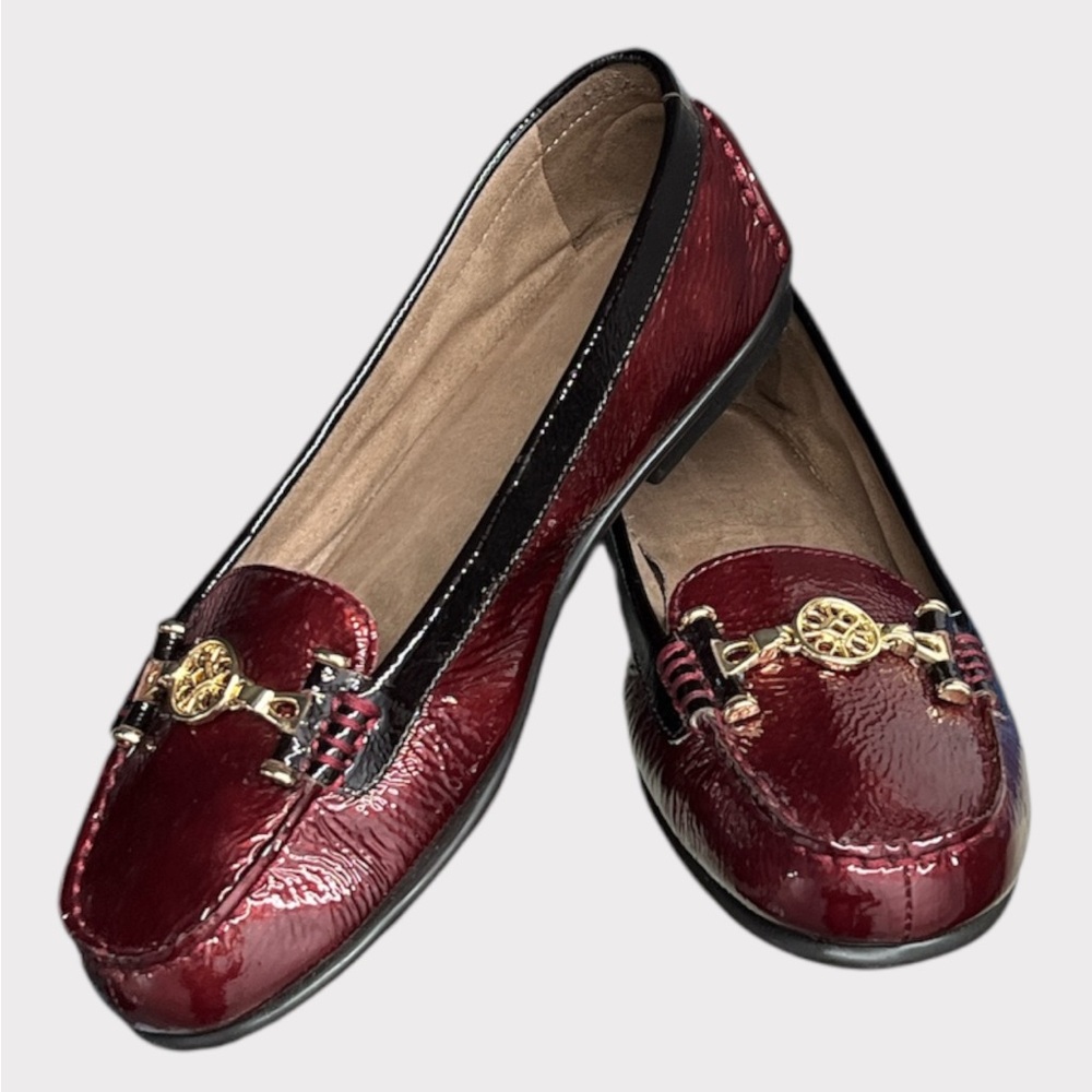 Aerosoles Women’s Loafers 7.5W Burgundy Leather Slip On Moccasin Comfort Flats